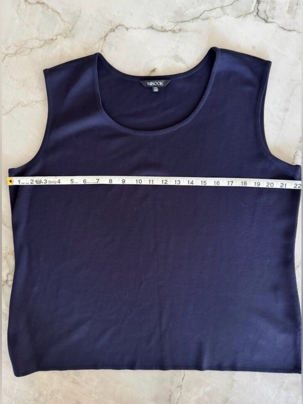 Misook Top Sz PXL Navy Knit Layering Tank Scoop Neck Classic Travel Shell Blouse - Picture 3 of 5